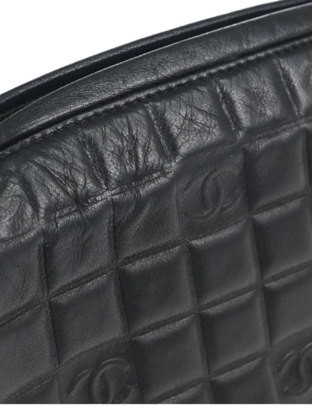 Chanel Black Lambskin Choco Bar Handbag
